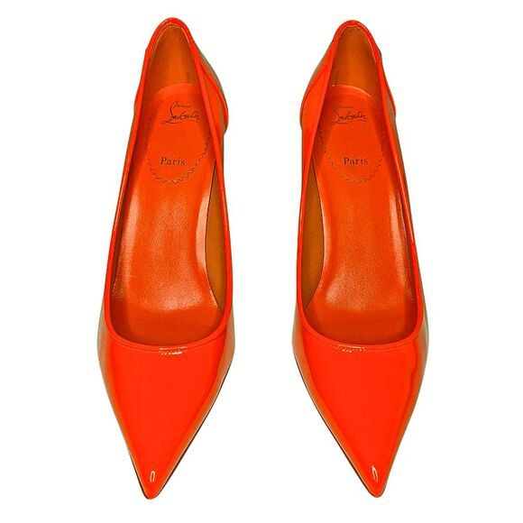 Christian Louboutin Sporty Kate 85 Patent Pumps Sunrise Orange Size 37.5 Heels - Picture 2 of 14